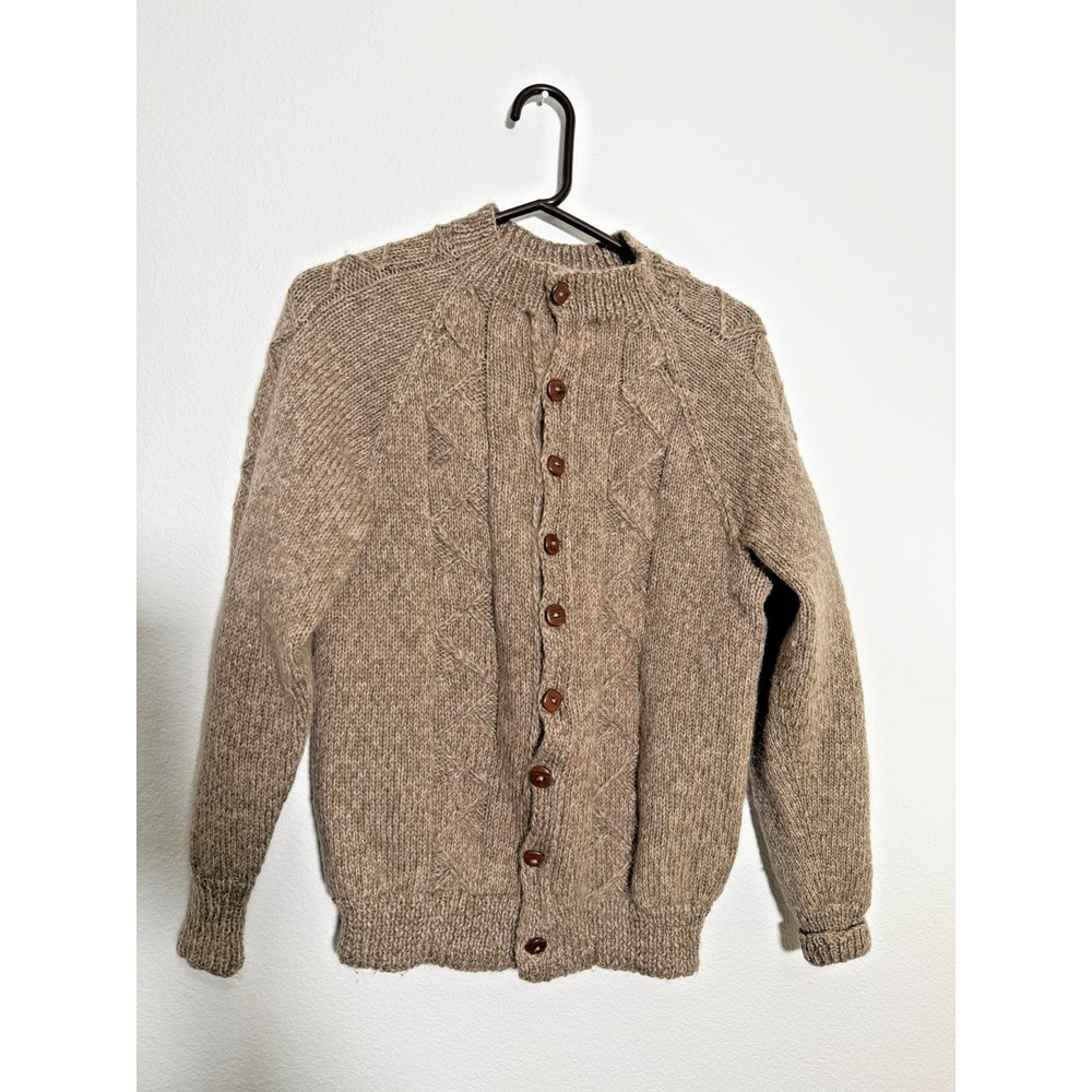 Unbranded Brown Cable Knit Button Cardigan Sweater Wool Blend Small Medium
